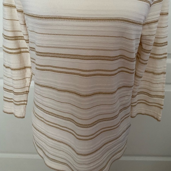 Lauren Ralph Lauren Metallic Cream & Gold Striped Top | Size M | EUC - Picture 3 of 9